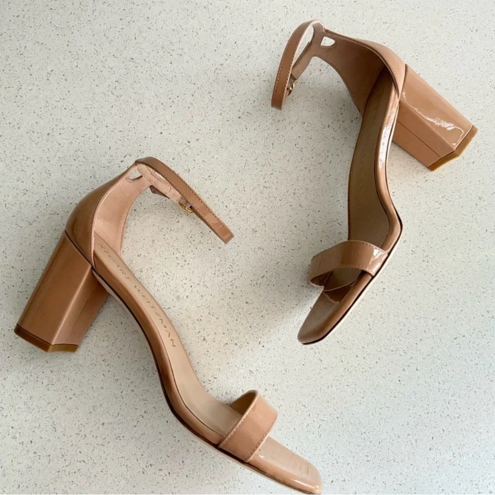 Stuart Weitzman Nude Ankle Strap Heels - Picture 2 of 6